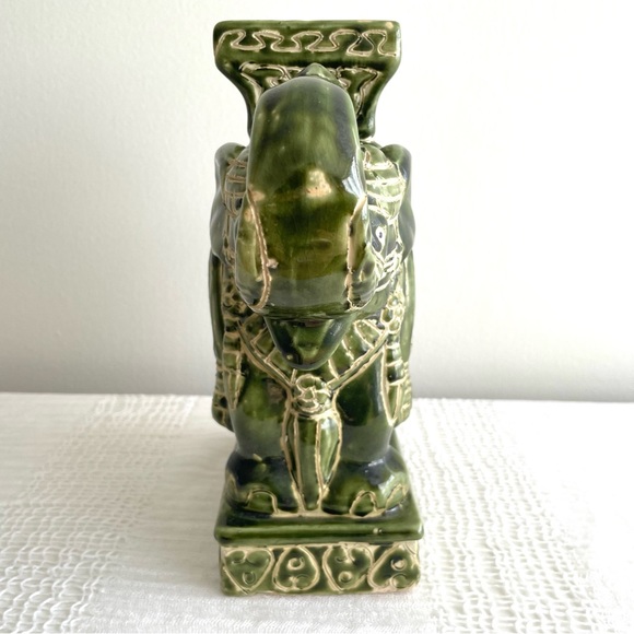 1960s Chinese Elephant Garden Seat Ceramic Sculpture, green 10” - Picture 4 of 12